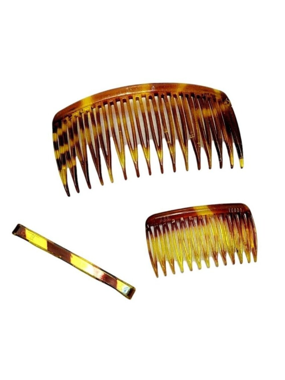 1 Goody Vintage Clip Hair Barrette 2" & 2 hair comb side Made USA Tortoise color